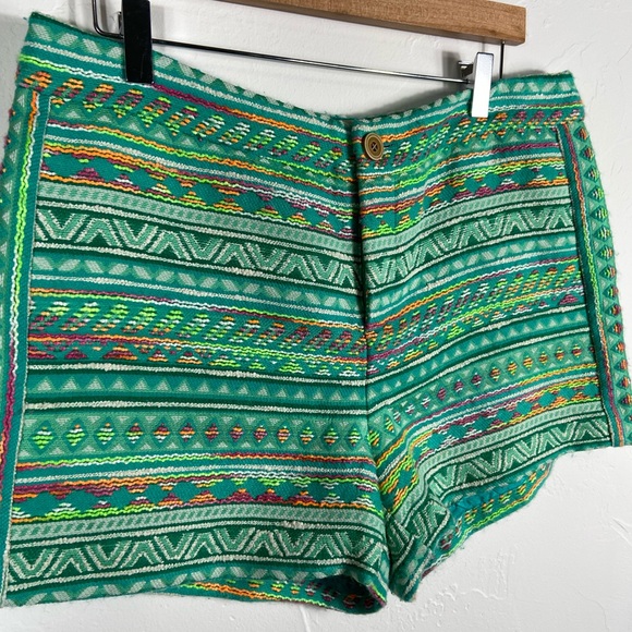 Anthropologie Elevenes Blue/Green Patterned Women Shorts - Picture 3 of 5